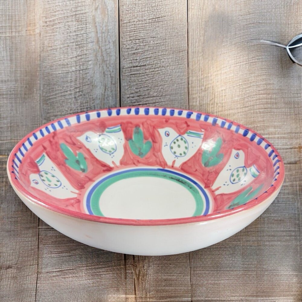 Ceramica Artistica Campagna Chicken Italian Pottery Large Dish Bowl Solimene VTG
